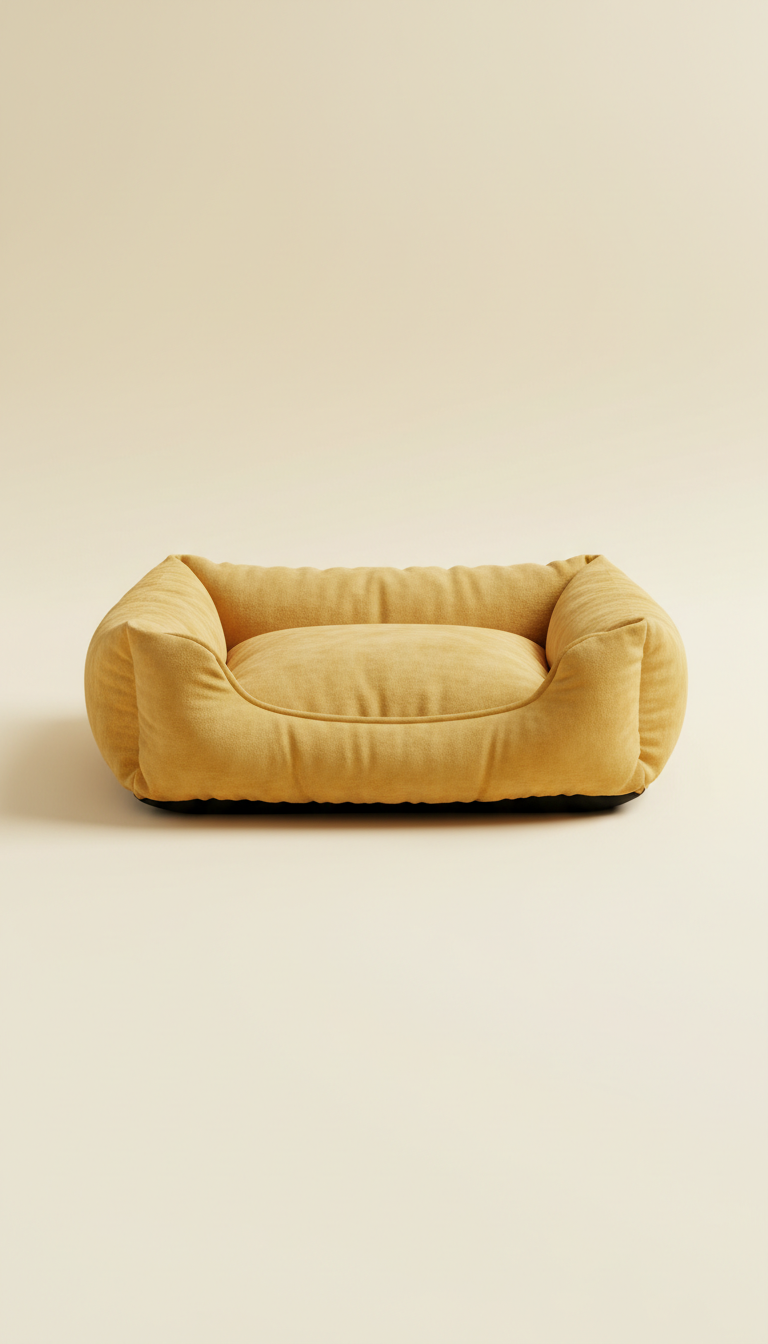 Plush Velvet Pet Bed in Buttermilk
