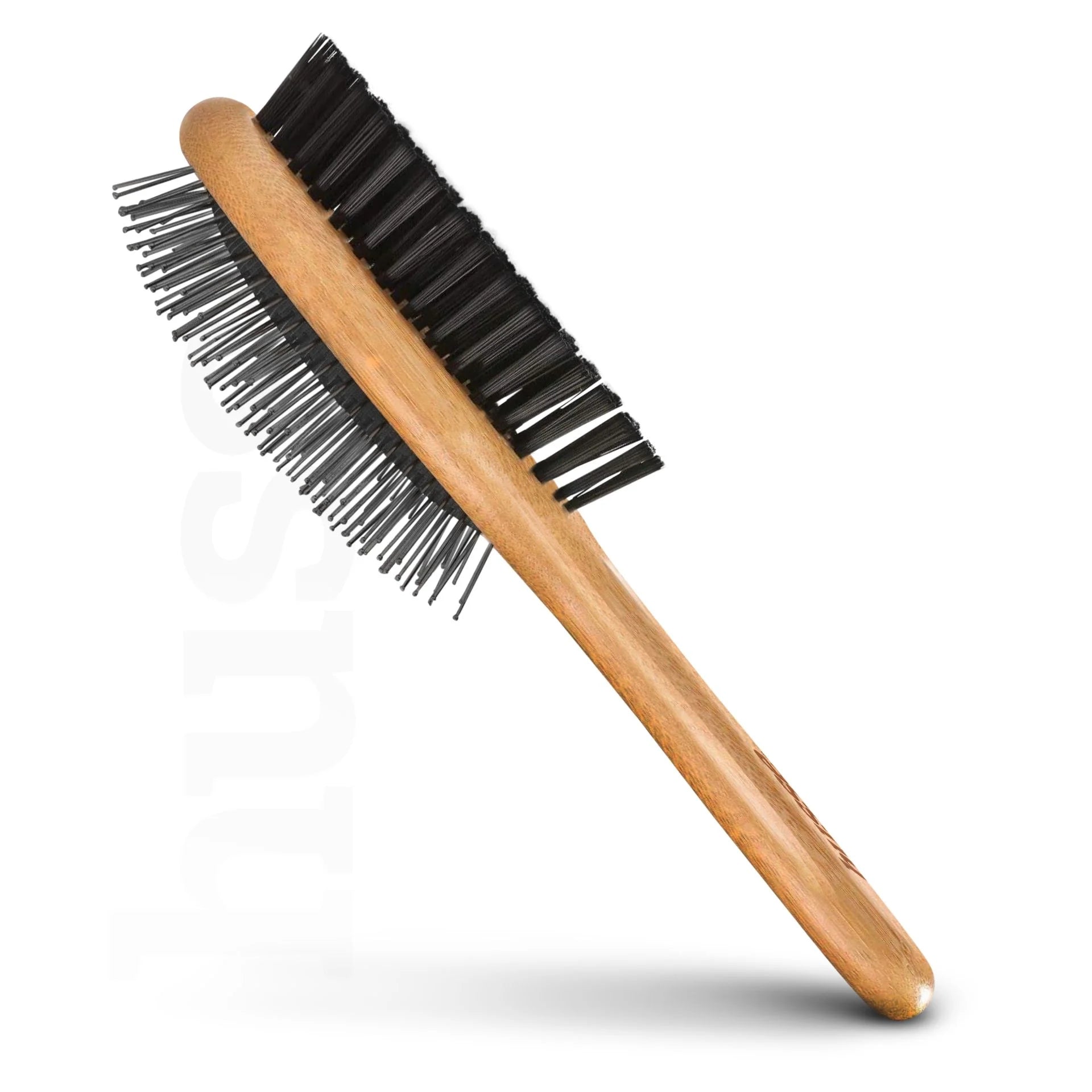 Borste, L | Combo grooming brush with bamboo handle