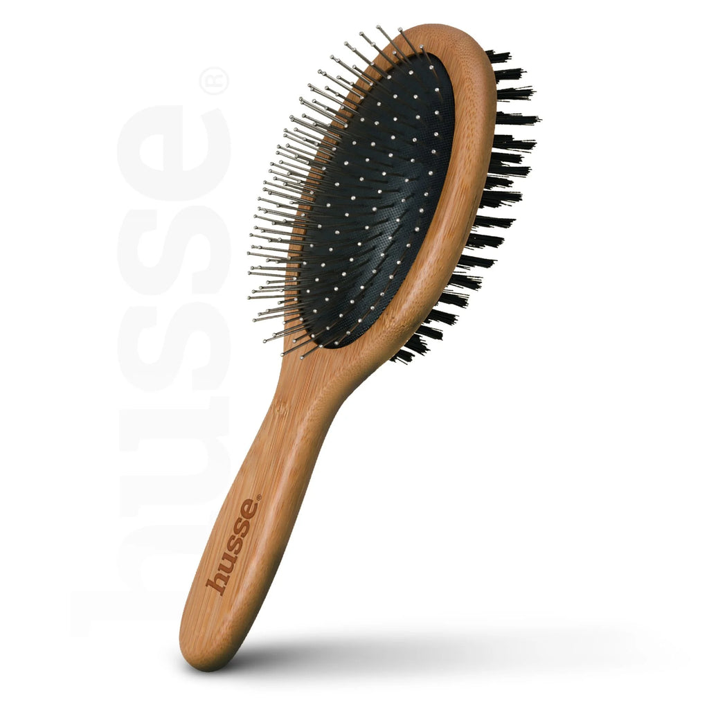 Borste, L | Combo grooming brush with bamboo handle